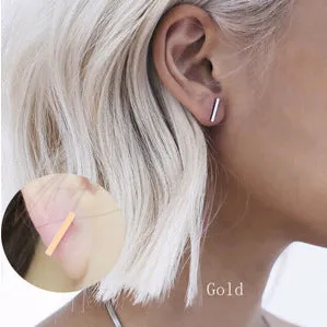 17KM 2 pair 2016 Fashion Gold Color Punk Simple T Bar Stud Earrings For Women Ear Jewelry brincos bijoux Fashion Earring