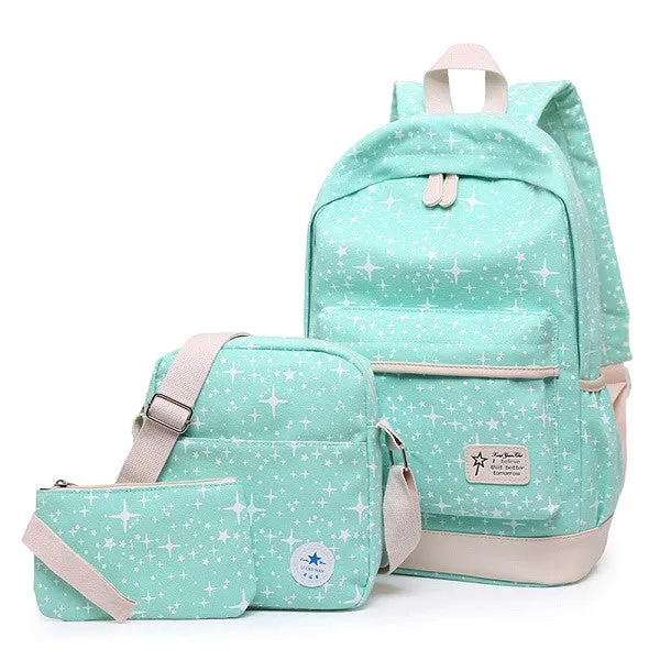 2017 Fashion Star Women Canvas Backpack Schoolbags School For Girl Teenagers Casual Travel Bags Rucksack Cute Printing Children