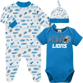 3-Piece Baby Boys Detroit Lions Bodysuit, Sleep 'N Play, and Cap Set