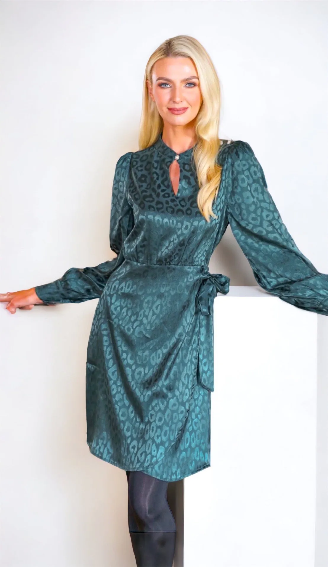 4-A1177 Green Embossed Nell Dress