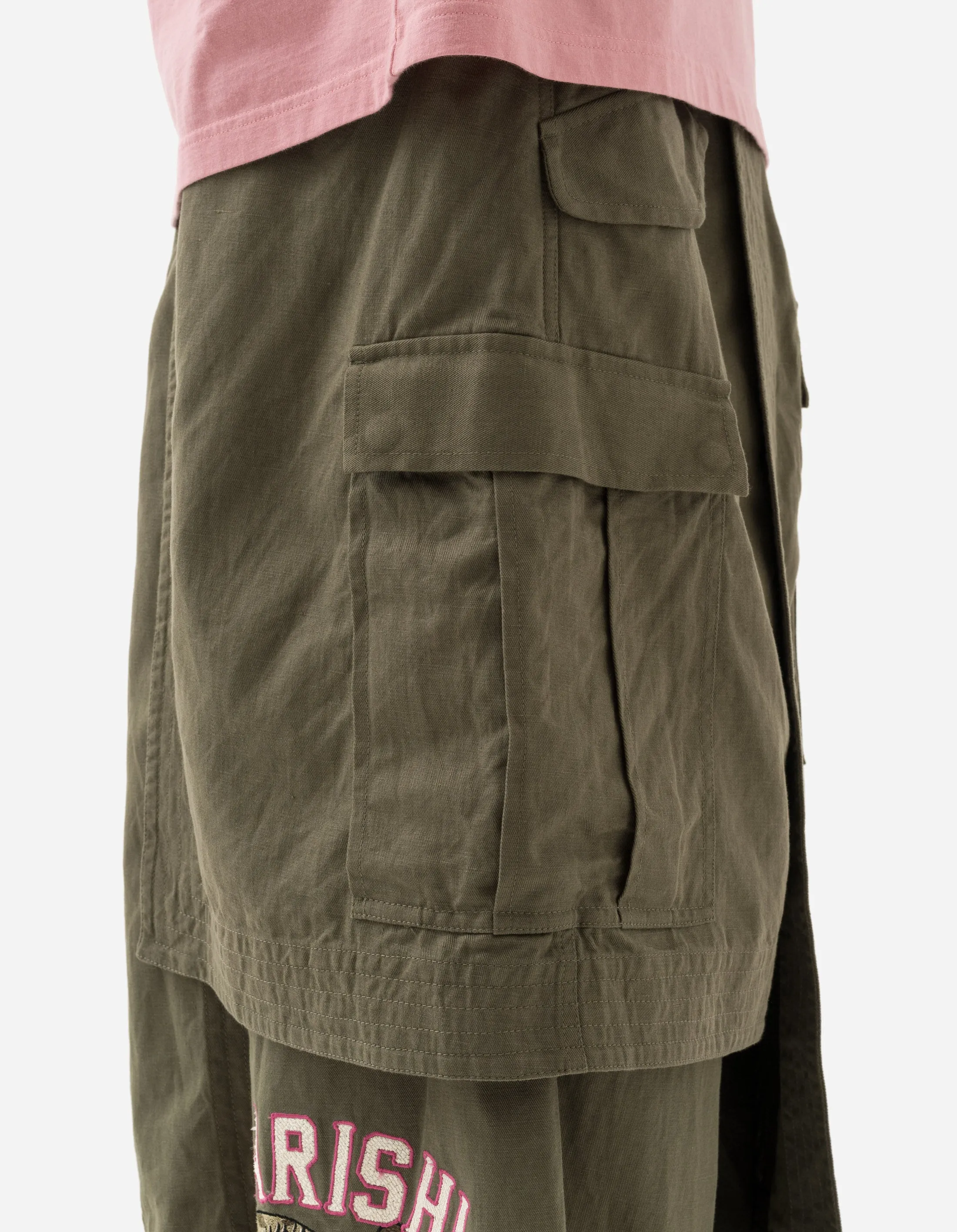 6008 Cobra Asym Cargo Hakama Pants Olive OG-107F