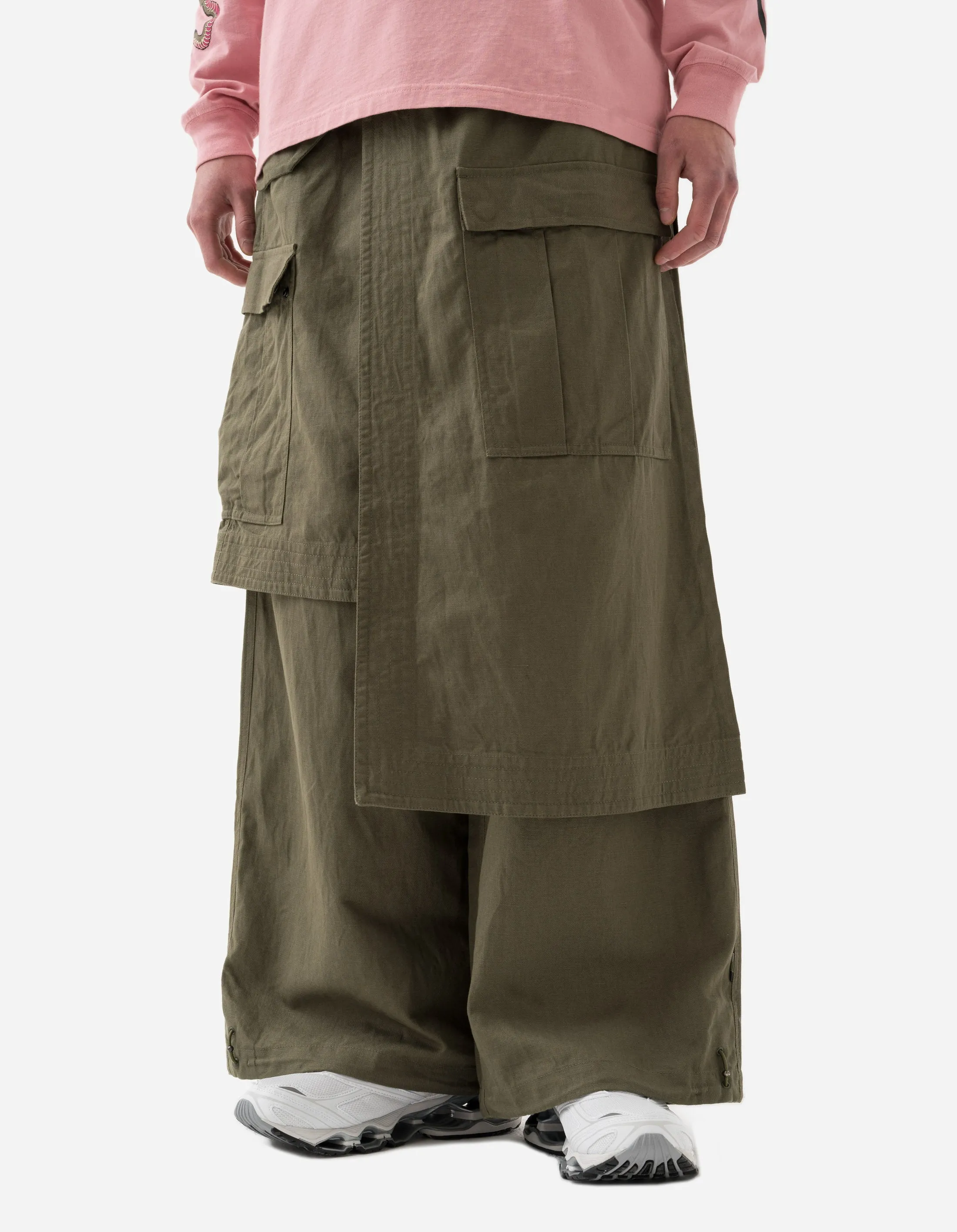 6008 Cobra Asym Cargo Hakama Pants Olive OG-107F