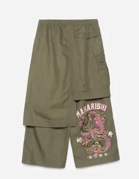 6008 Cobra Asym Cargo Hakama Pants Olive OG-107F