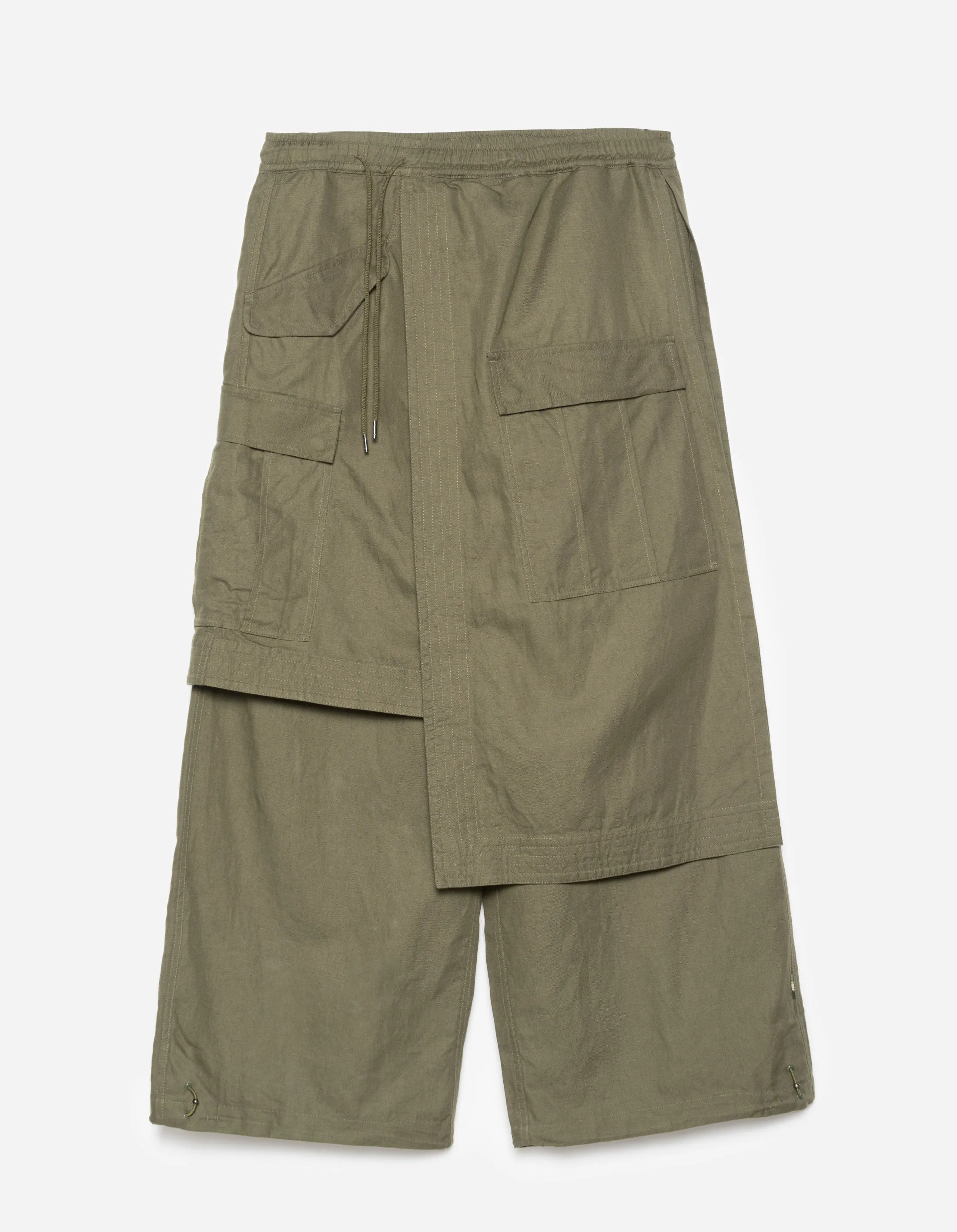 6008 Cobra Asym Cargo Hakama Pants Olive OG-107F