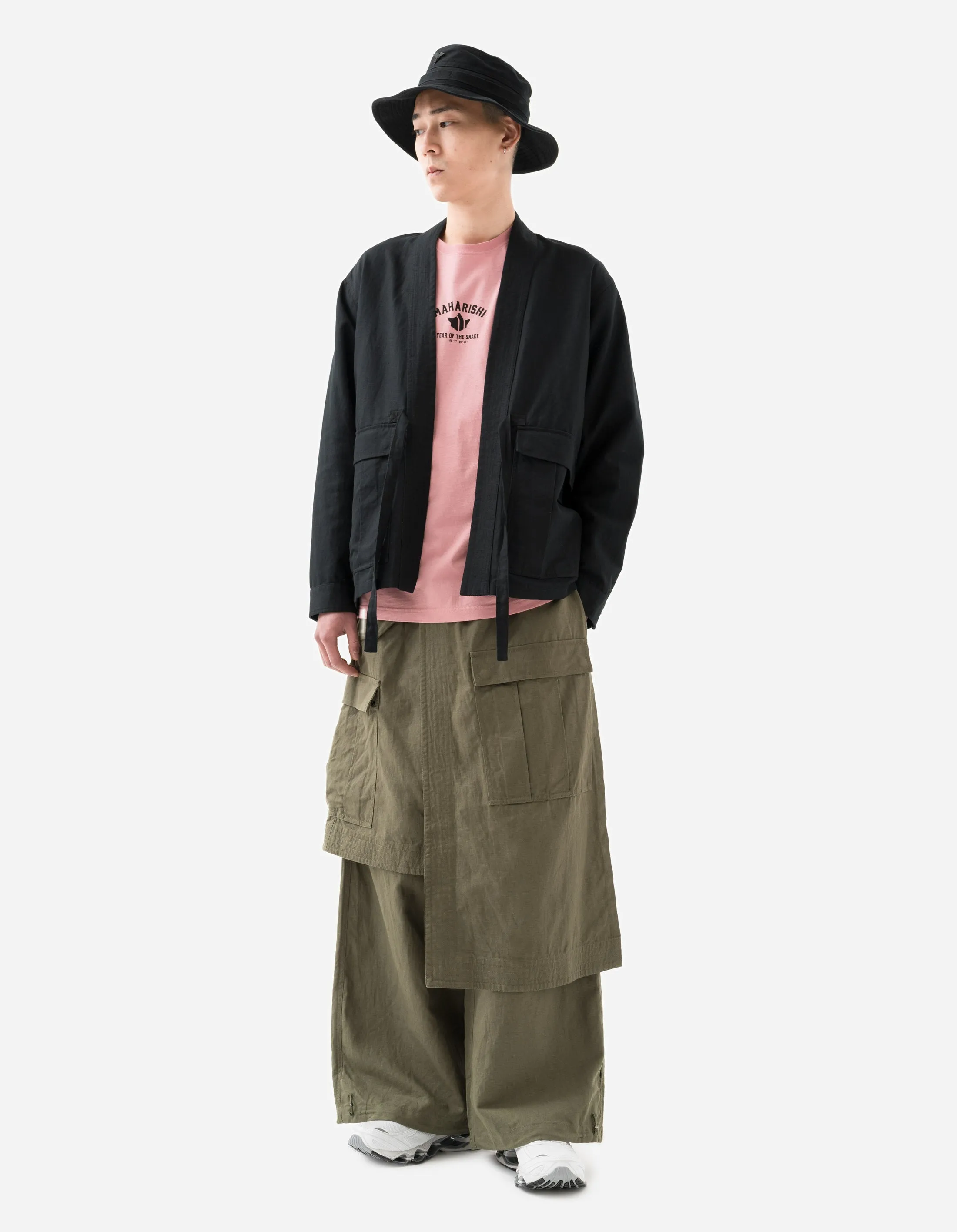 6008 Cobra Asym Cargo Hakama Pants Olive OG-107F