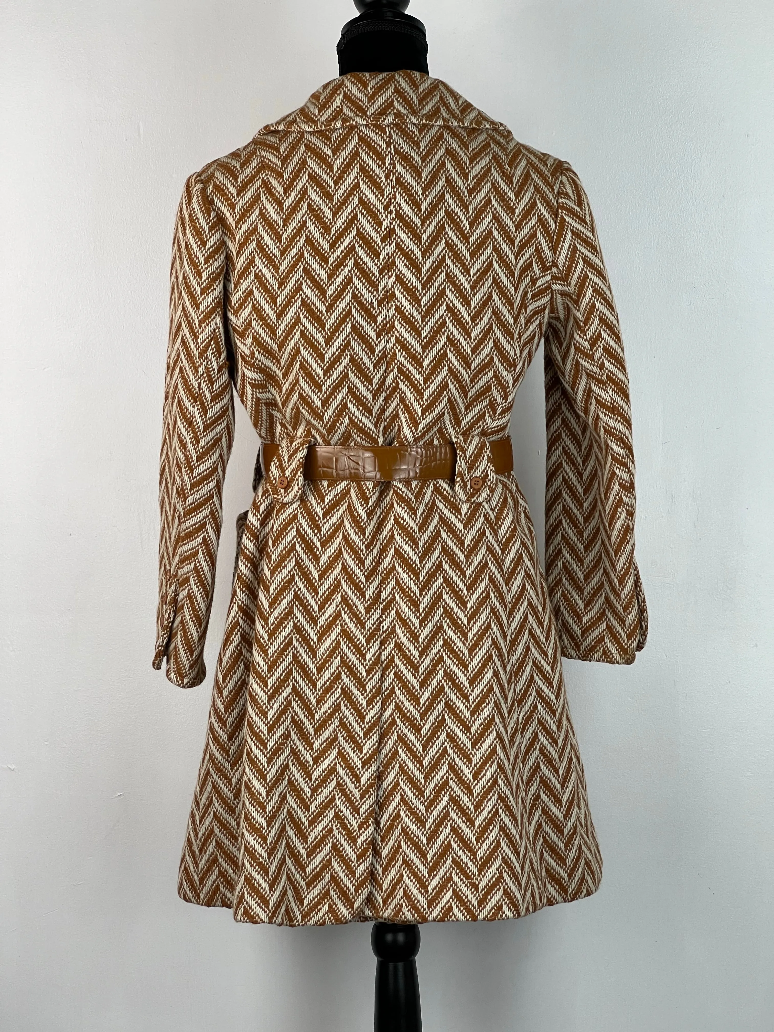 60s Norma Tullo Cream   Caramel Wool 2 Pce Set - AU8-10