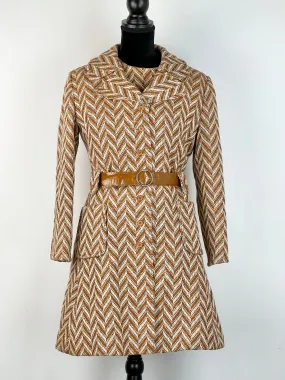 60s Norma Tullo Cream   Caramel Wool 2 Pce Set - AU8-10