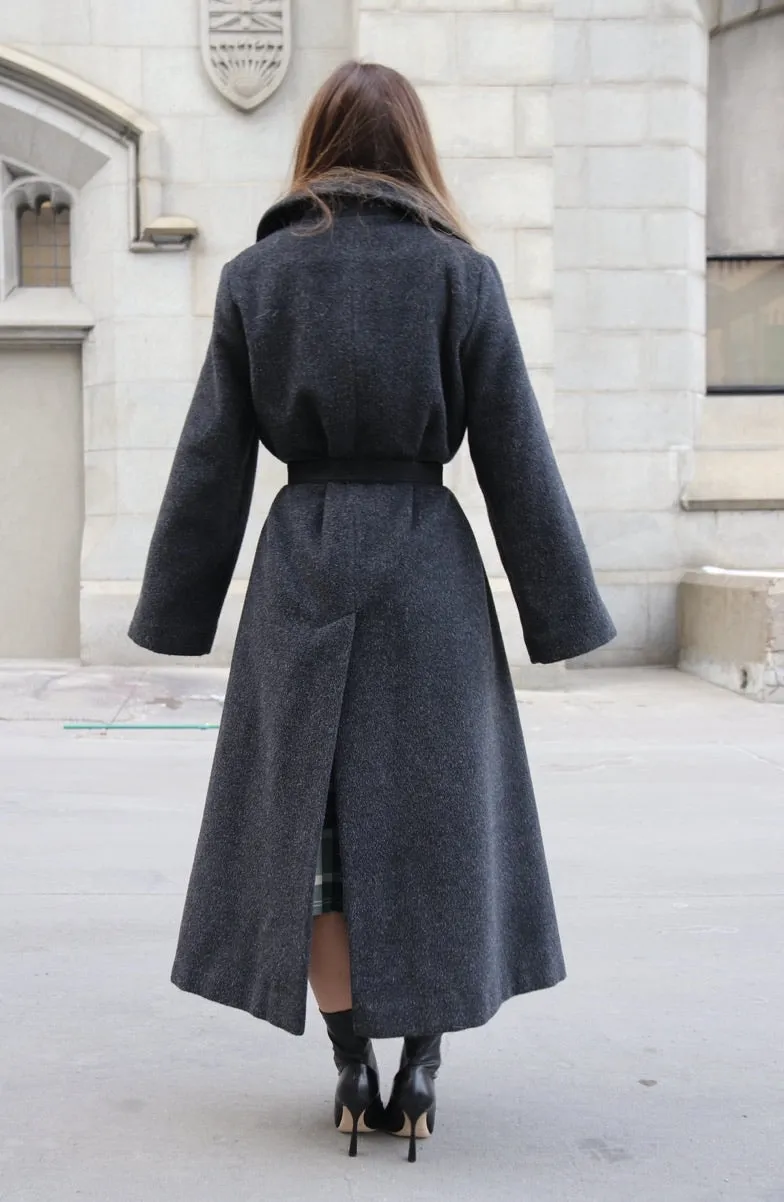 80s Charcoal Wool & Alpaca Coat - M/L