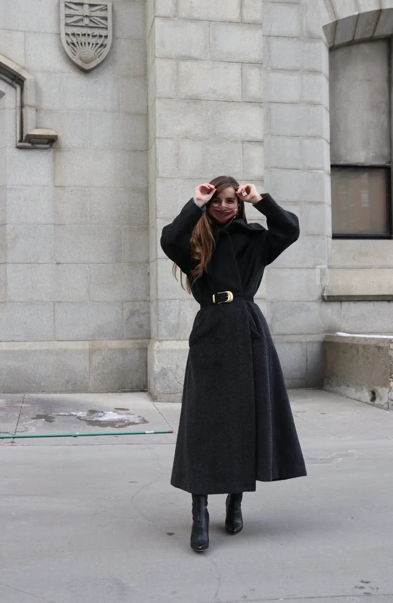 80s Charcoal Wool & Alpaca Coat - M/L