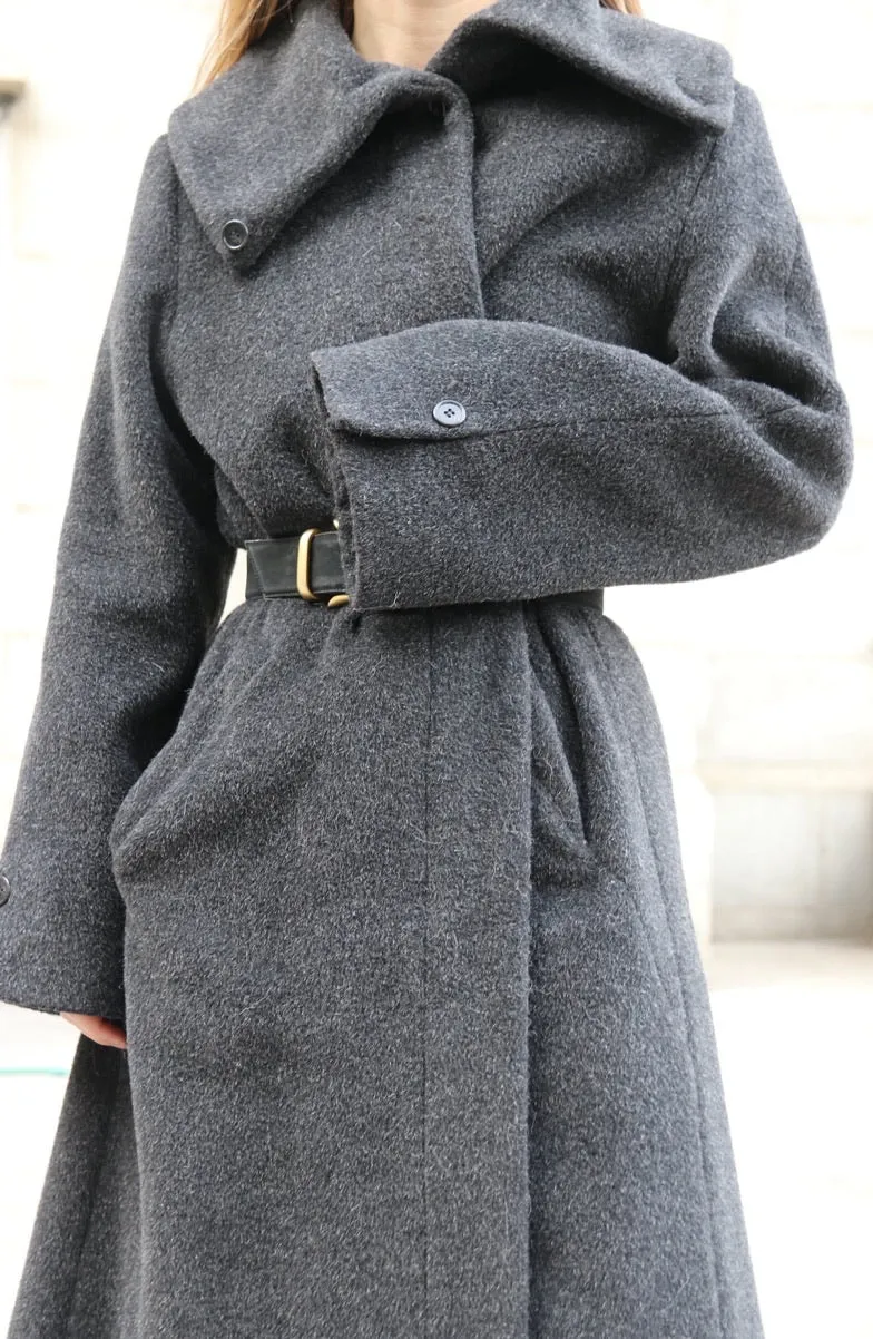 80s Charcoal Wool & Alpaca Coat - M/L