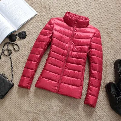 90% Ultra light duck down jackets women 2021 new Hooded winter coat