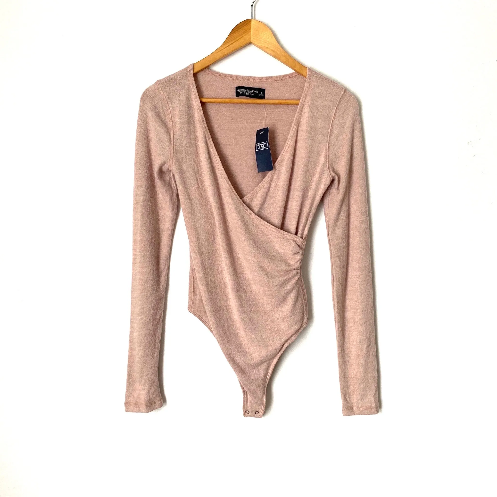 Abercrombie & Fitch Pink Faux Wrap Light Sweater Bodysuit NWT- Size S