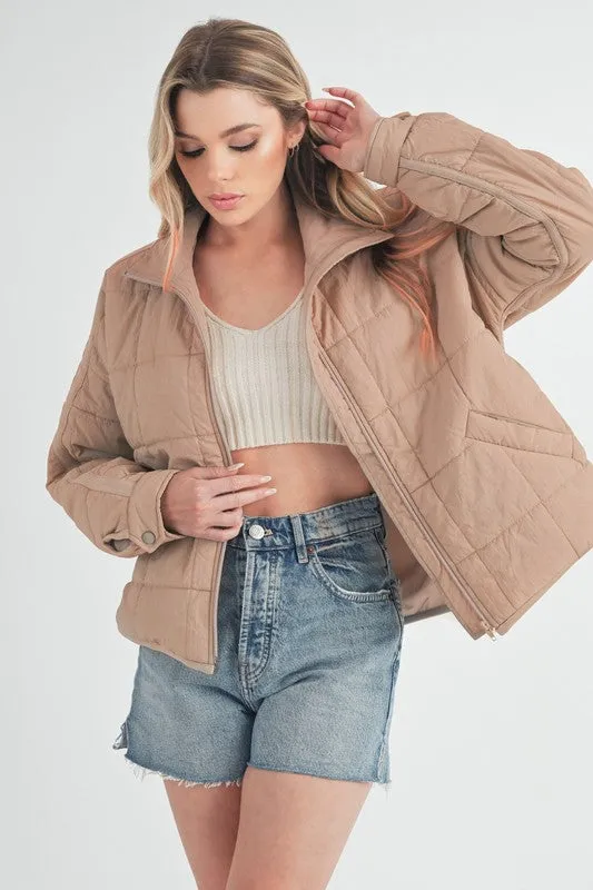 Aemi   Co Quilted Zip Up Puffer Jacket