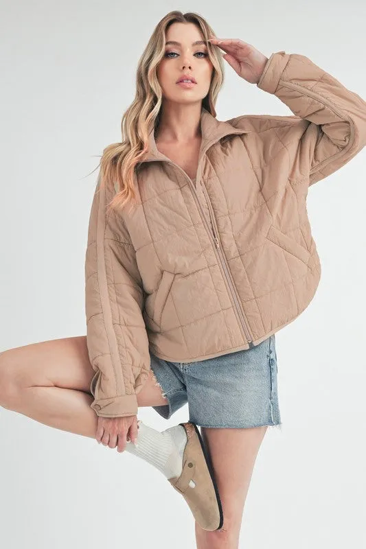 Aemi   Co Quilted Zip Up Puffer Jacket
