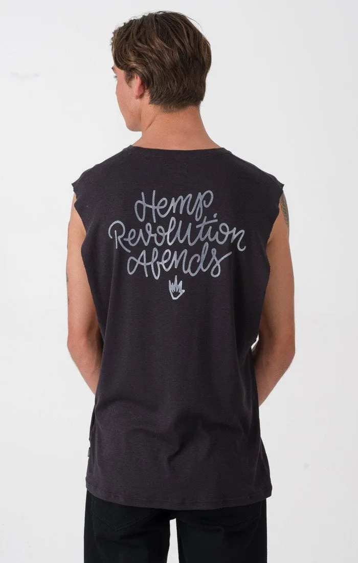 Afends Mens Writings Cut - Standard Hemp Bandcut Tee