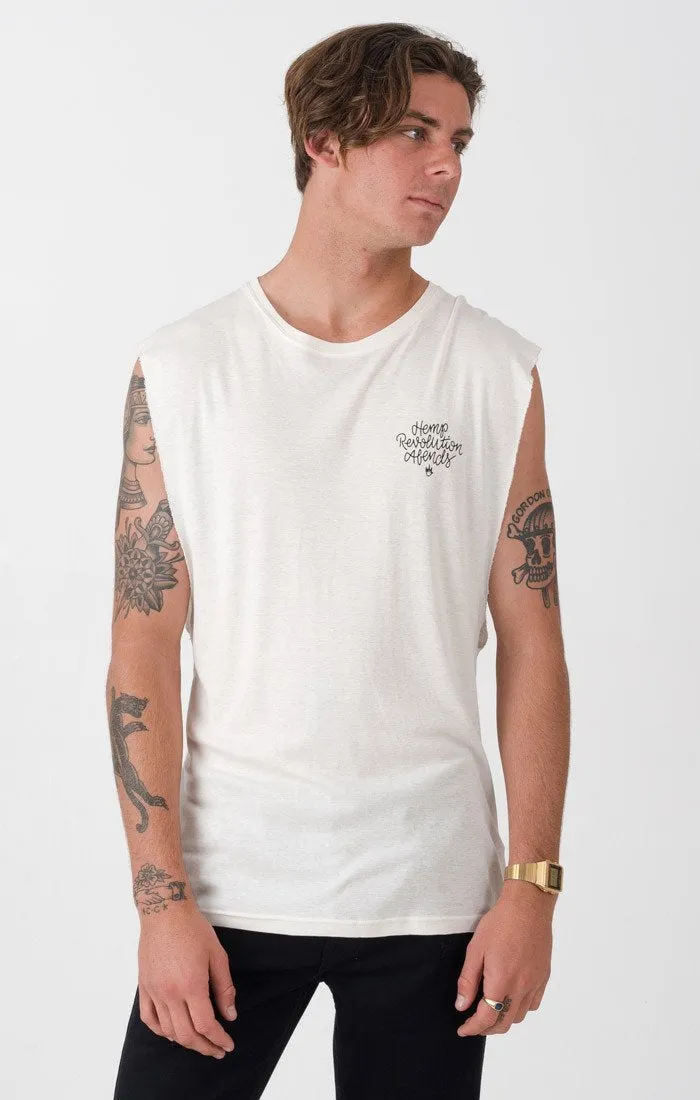 Afends Mens Writings Cut - Standard Hemp Bandcut Tee