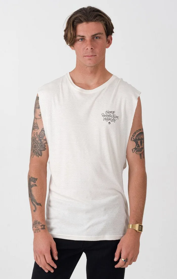 Afends Mens Writings Cut - Standard Hemp Bandcut Tee