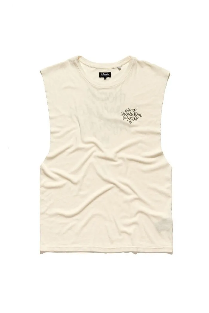 Afends Mens Writings Cut - Standard Hemp Bandcut Tee