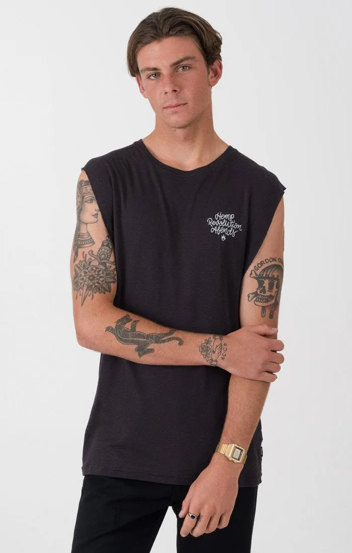 Afends Mens Writings Cut - Standard Hemp Bandcut Tee