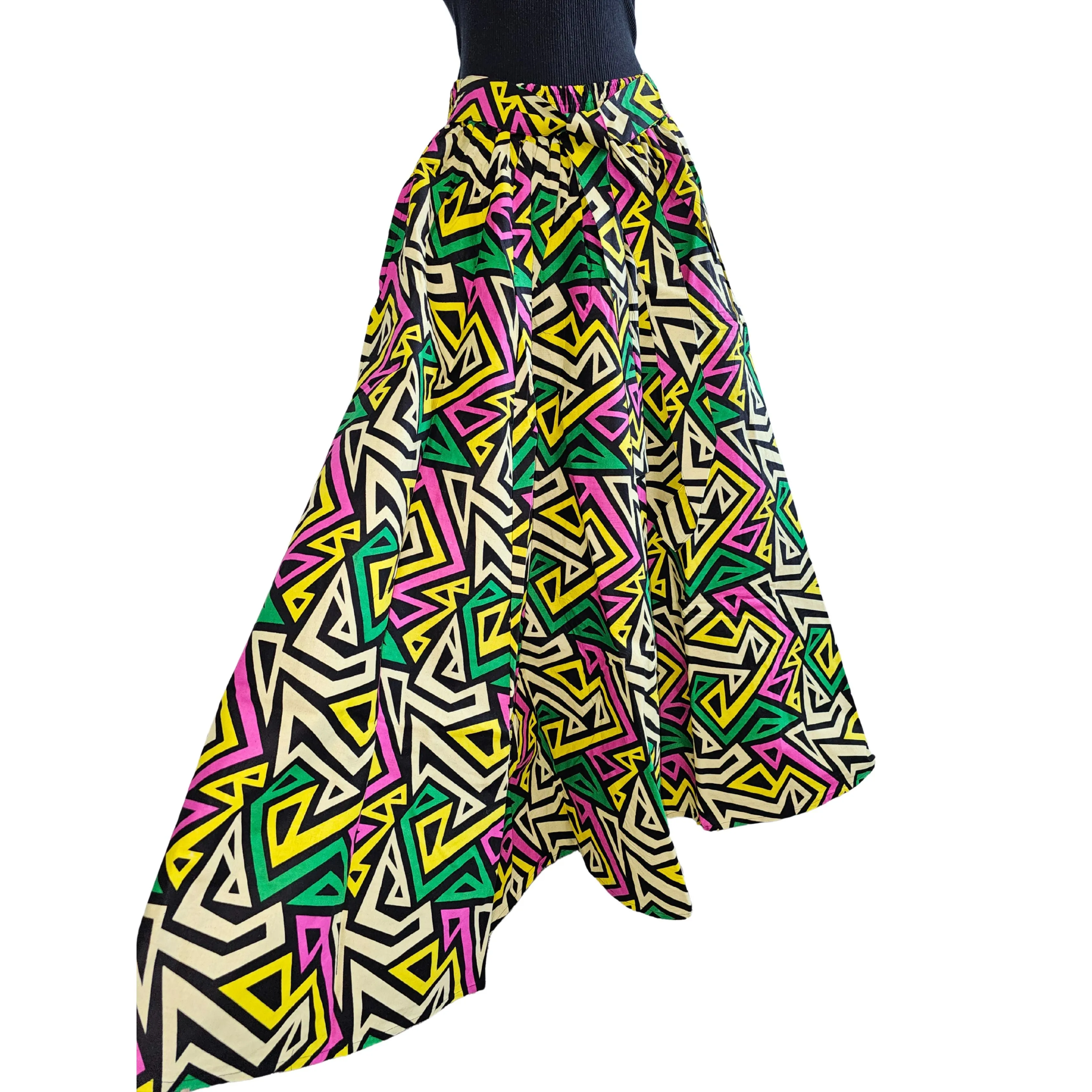 African Print Maxi Skirt with Pockets and Headwrap