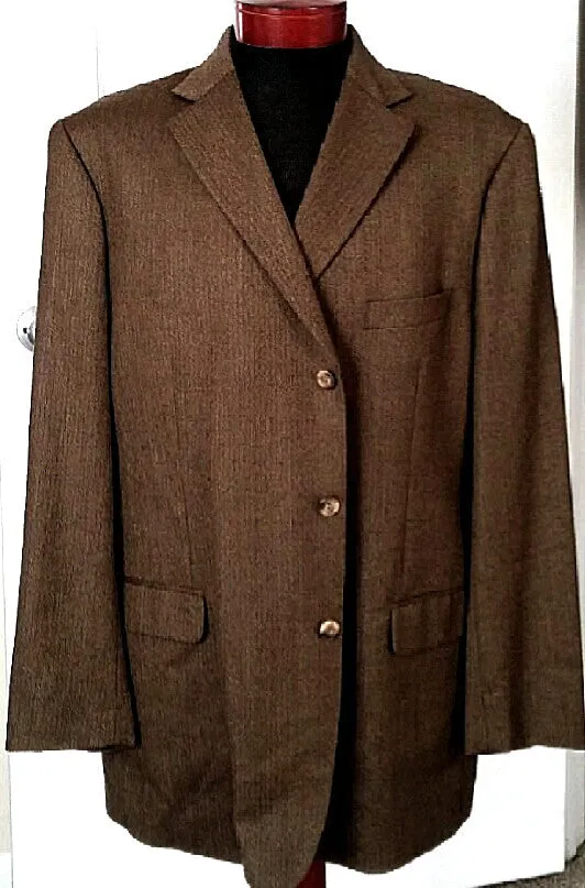 Alan Flusser- Brown/Black Wave, 100% Wool, 3B Sport Coat- size 48L