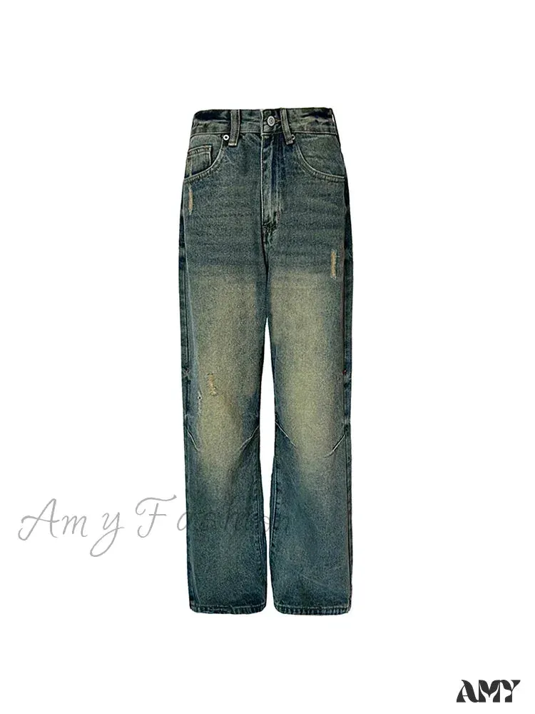 Amy Fashion - Wide Y2k Vintage Baggy Distressed Streetwear Denim Jean