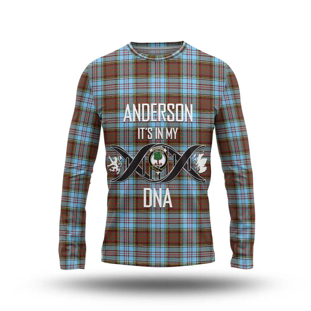 Anderson Ancient Tartan Long Sleeve T-Shirt with Family Crest DNA In Me Style