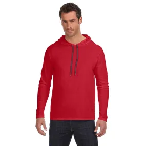 Anvil Men's Red Lightweight Long-Sleeve Hooded T-Shirt