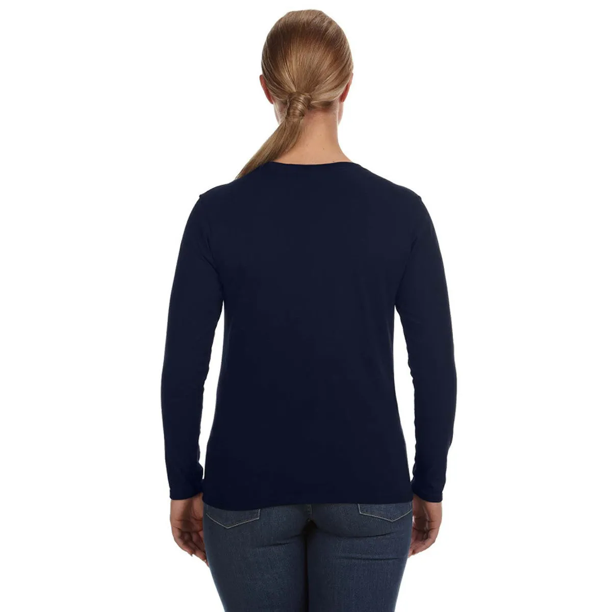 Anvil Women's Navy Lightweight Long-Sleeve T-Shirt