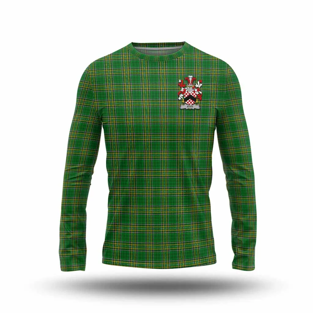 Athy Irish Clan Tartan Long Sleeve T-Shirt with Coat of Arms