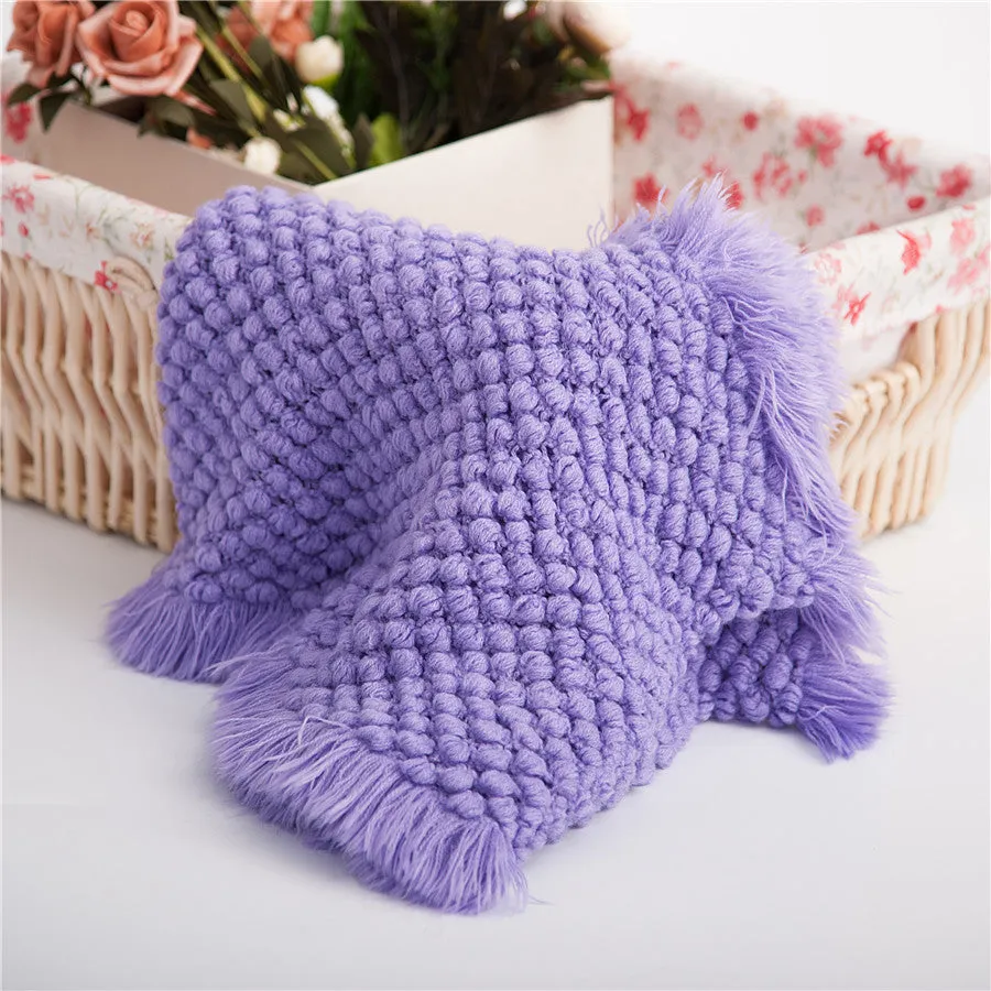 Babymoon Fringe Bubble Layer Basket Filler Baby Photography Blanket | Lavender