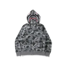 BAPE Color Camo Shark Wide Full Zip Double Hoodie Gray