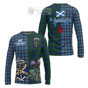 Barclay Tartan Long Sleeve T-Shirt Happy St. Andrew's Day Half Tartan Style