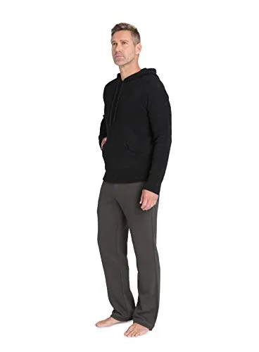 Barefoot Dreams CozyChic Men’s Pullover Hoodie, Light Sweater, Black, Small