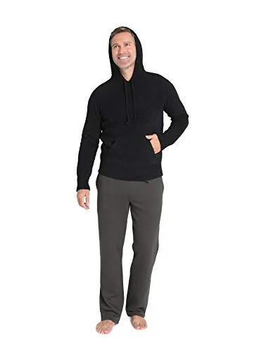 Barefoot Dreams CozyChic Men’s Pullover Hoodie, Light Sweater, Black, Small