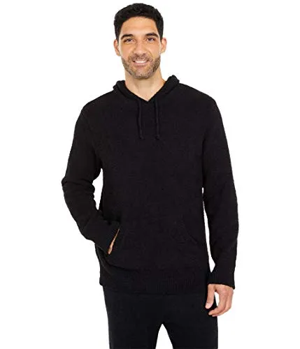 Barefoot Dreams CozyChic Men’s Pullover Hoodie, Light Sweater, Black, Small