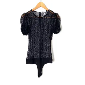 BCBG Black Sheer Lace Bodysuit- Size S