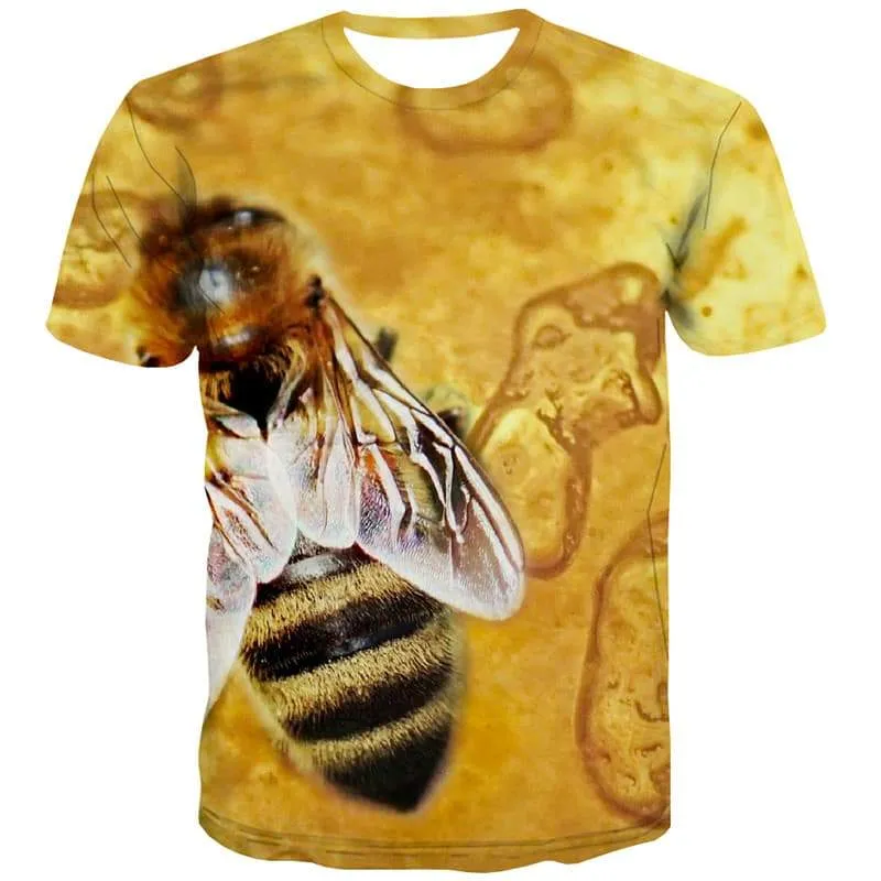 Bee T shirts Men Animal Tshirts Novelty Yellow Shirt Print Harajuku Tshirt Printed