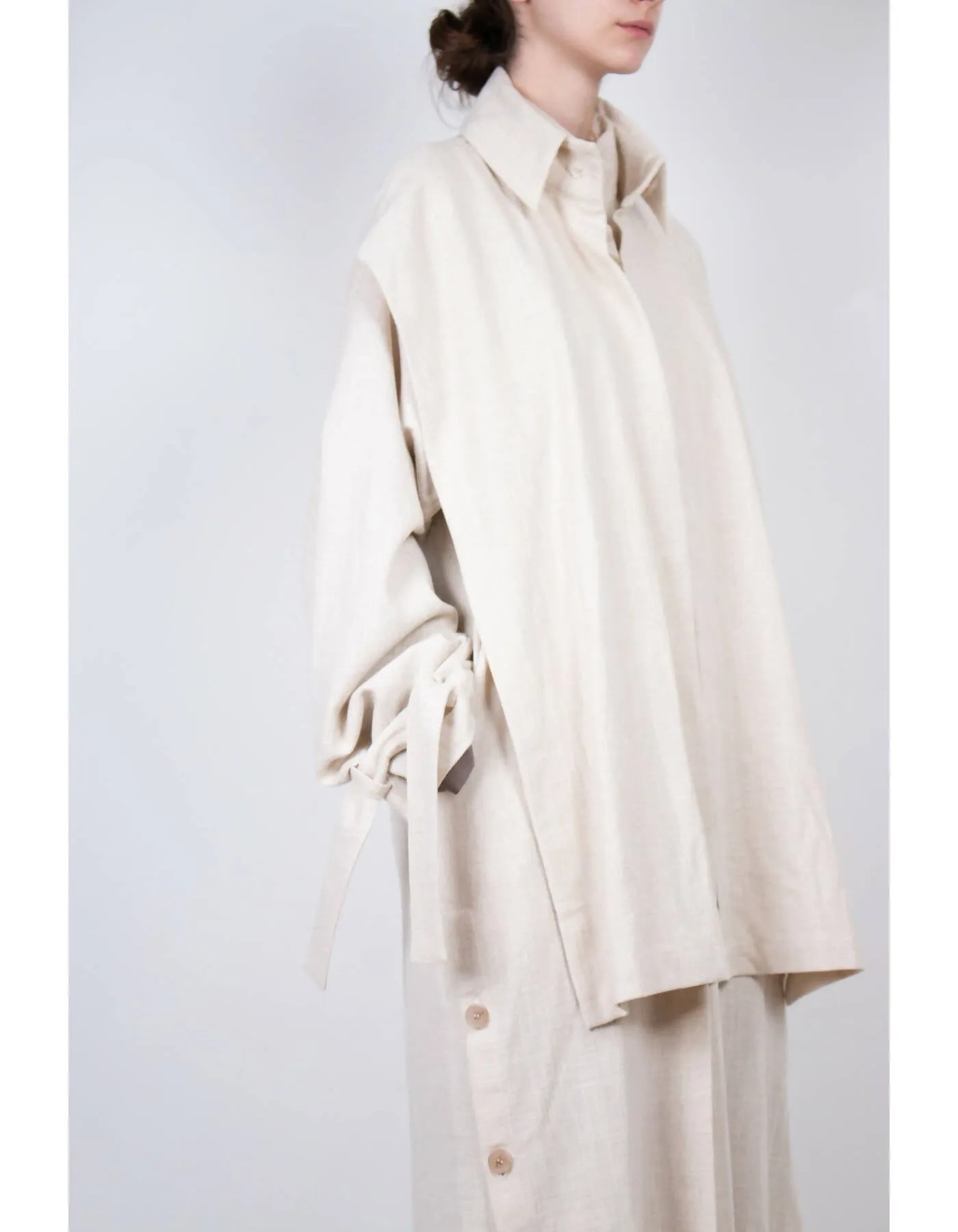 Beige Layered Flax Coat