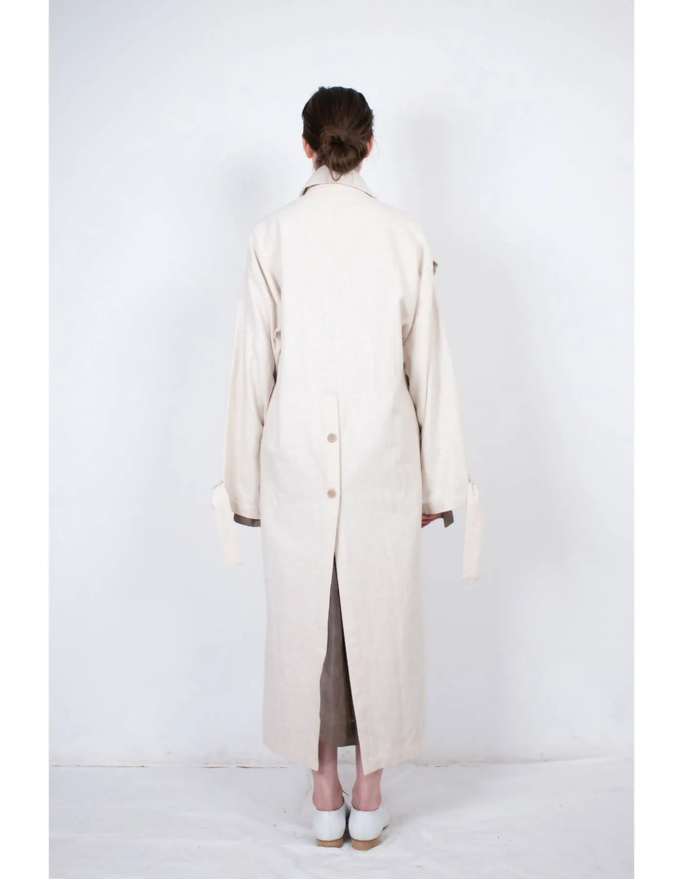 Beige Layered Flax Coat