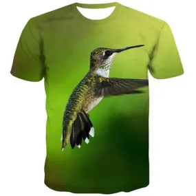 Bird T shirts Men Funny Tshirts Cool Green Shirt Print Fly T-shirts Graphic Lovely T-shirts 3d Short Sleeve Hip hop Mens Tee Top