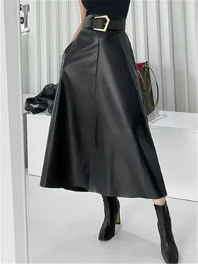 Black Chic Faux Leather Skirt