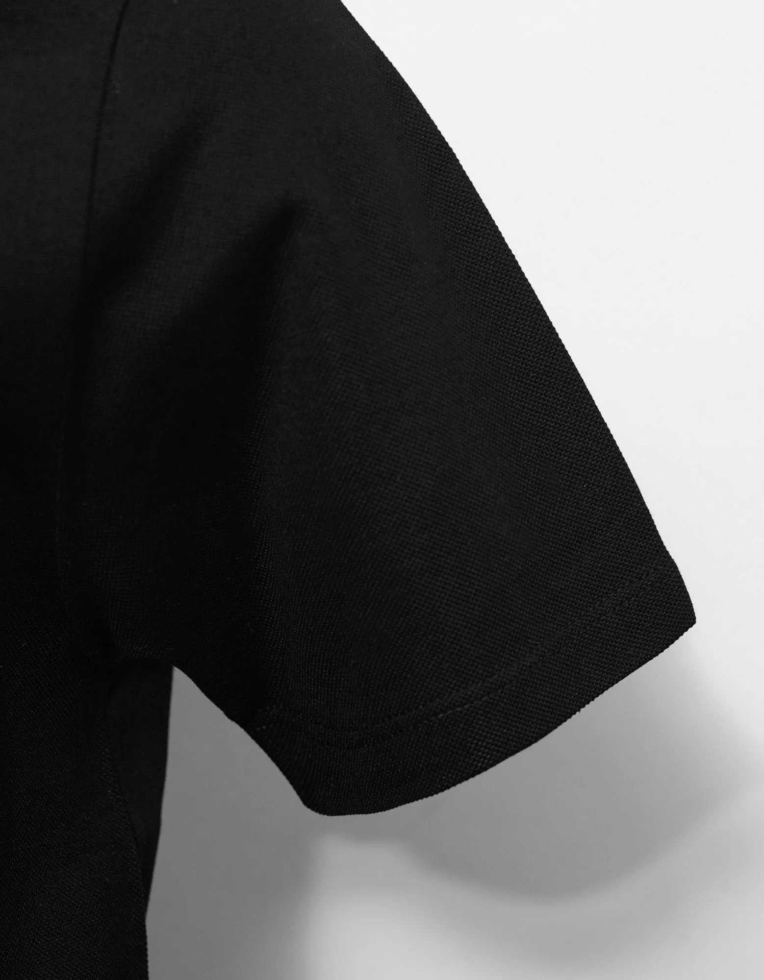 Black Henley Shirt with Raw Edge Collar