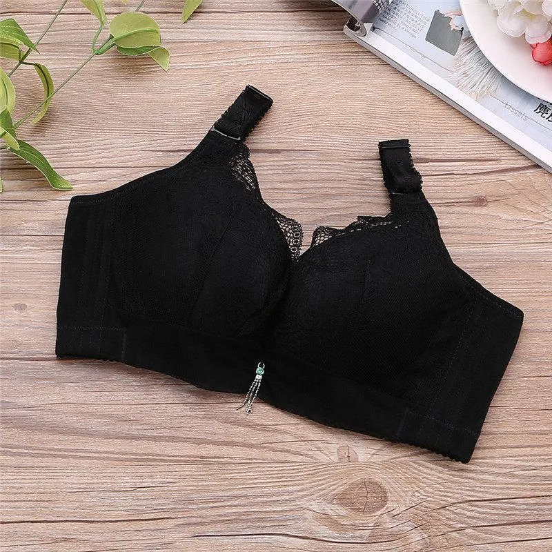 Black Lace Wide Band Fashion Bra