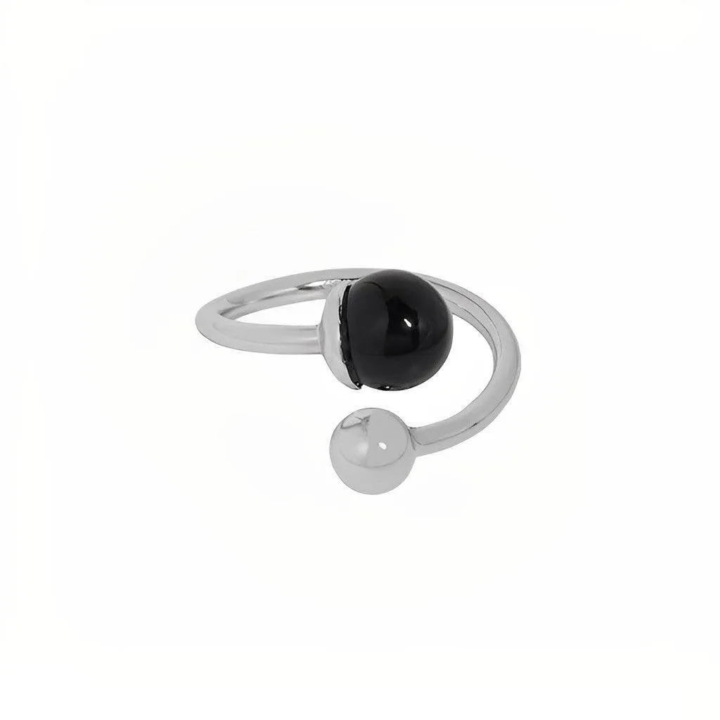 Black Onyx Spiral Ring - Philophrosyne