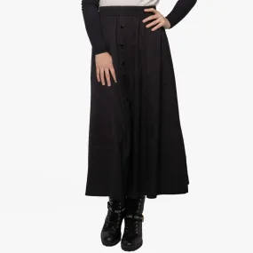 Black Ribbed Aline Button Skirt by Lilac Teen