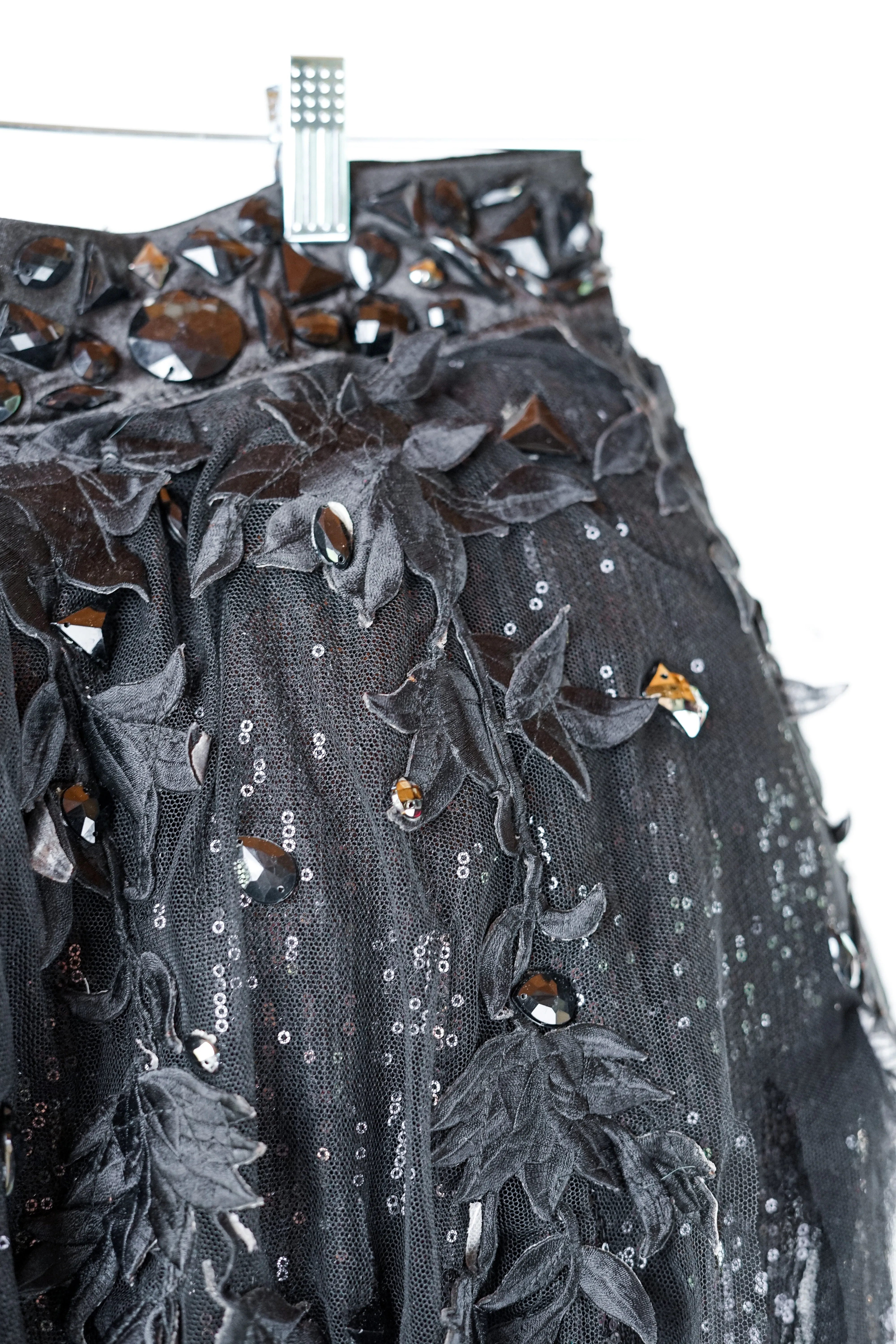 Black Tutu Skirt with Hand-Placed Crystal Embellishments – Matching L/XL Bodysuit Available