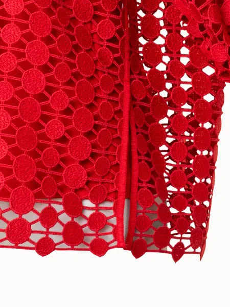 Blouse - Red/Lace