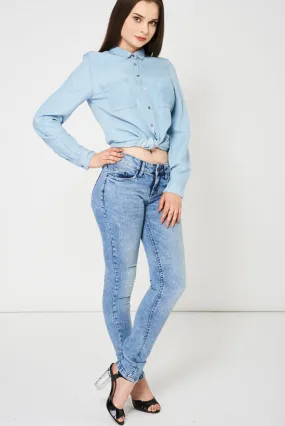 Blue Acid Wash Jeans Ex-Branded Available In Plus Sizes