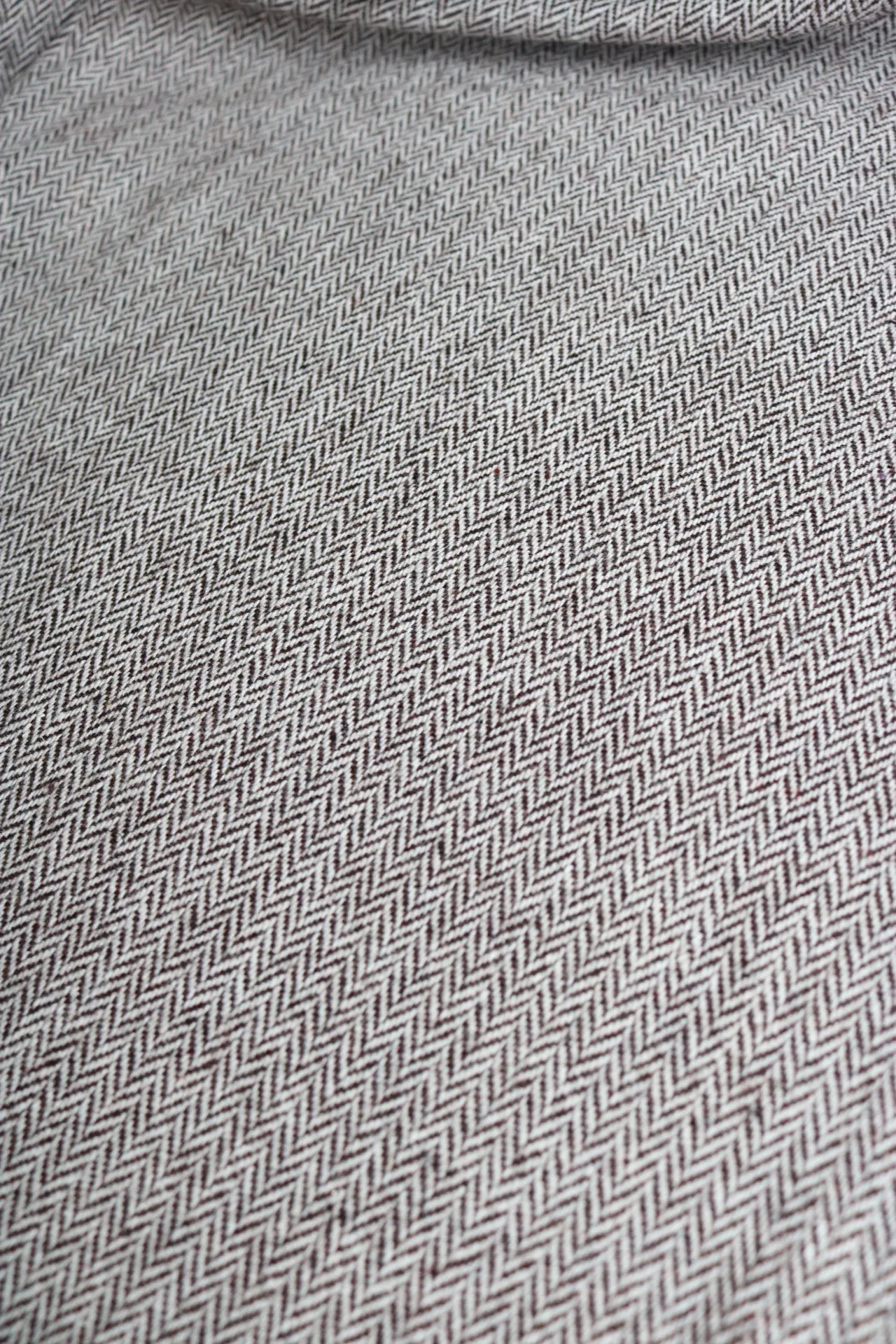 Brown & Ivory Mini Herringbone Wool Coating